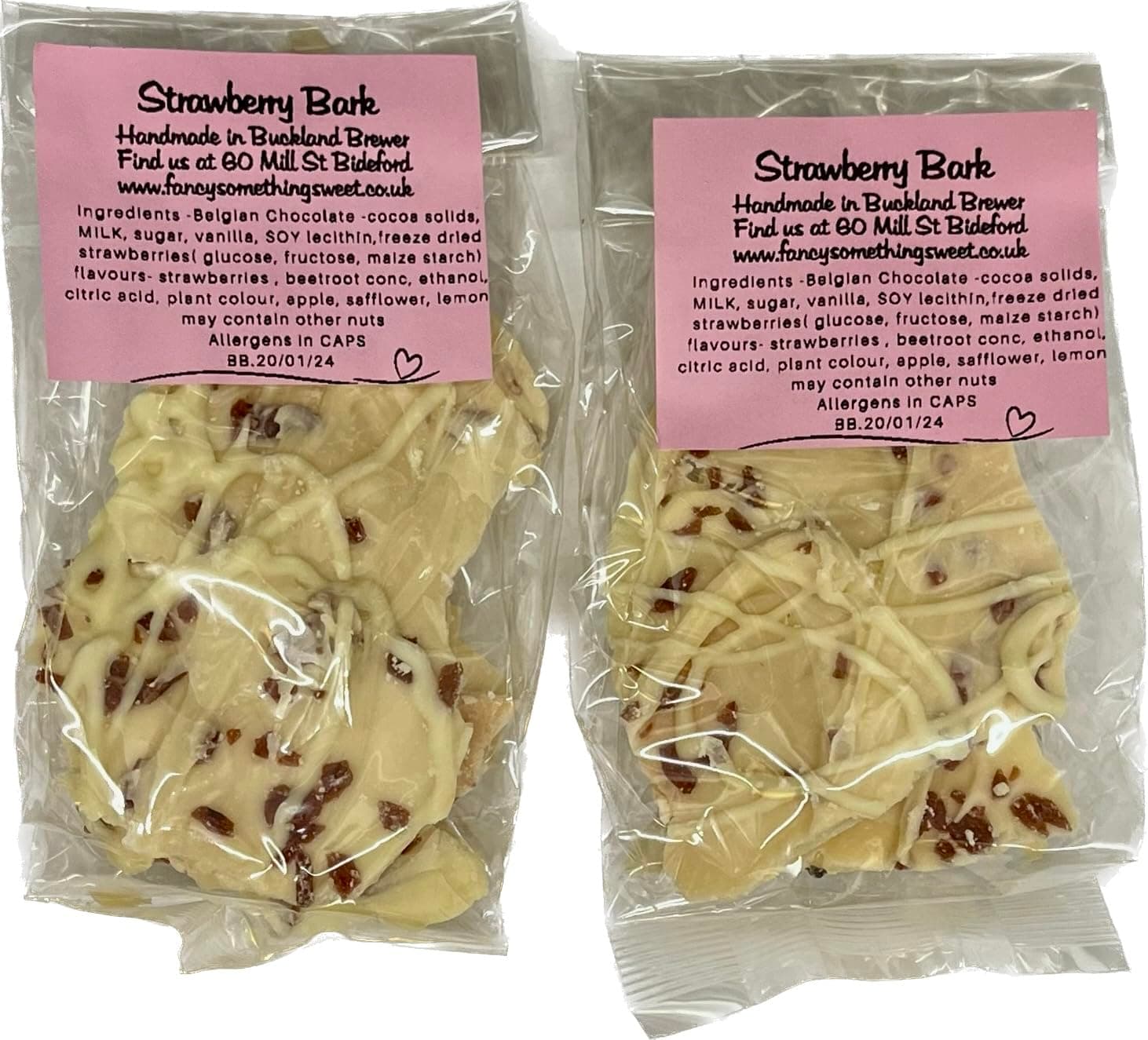 Belgian Chocolate Bark 100g (White Strawberry)