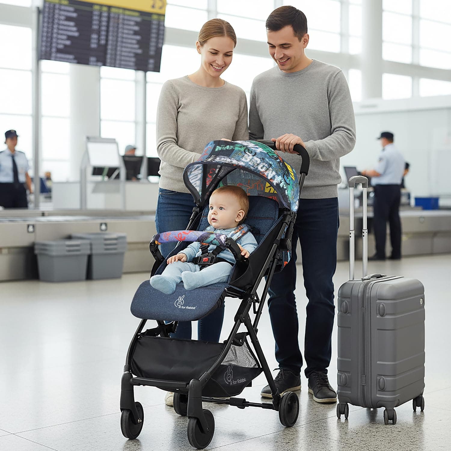 R for Rabbit Pocket Stroller Lite Stroller for Kids | Portable Travel Friendly Pre Installed Baby Trolley Pram for Newborn Boys & Girls of Age 0-3 Years (Grey)