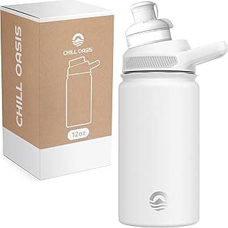 Water Bottle | Compatible With Popular Flavor Cartridges | BPA Free, Leak Proof, Double-Walled Vacuum Insulated Stainless Steel, and Dishwasher Safe | Cold for 24 Hours (White, 12oz)