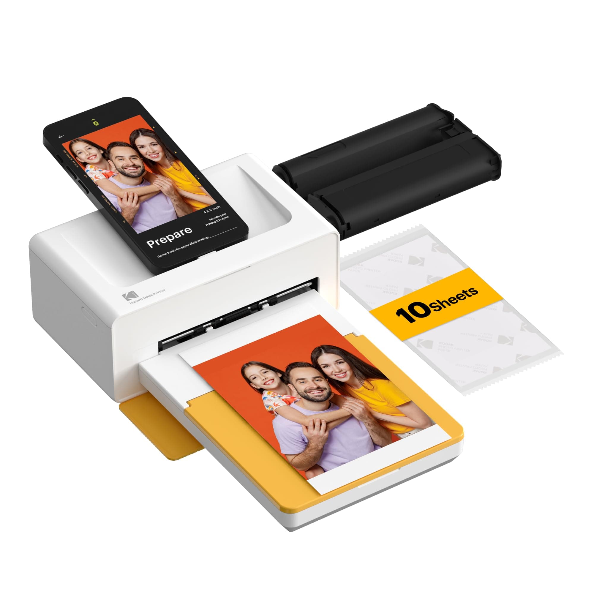 Dock Plus 4x6 Portable Instant Photo Printer, Compatible with iOS, Android and Bluetooth Devices Full Color Real Photo, 4Pass & Lamination Process, Premium Quality - Convenient
