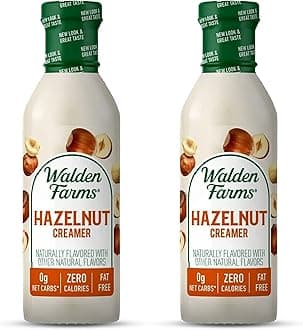 Walden Farms Hazelnut Coffee Creamer – Zero Calorie, Fat-Free, Sugar-Free, Low Carb, Keto-Friendly, Dairy-Free, Vegan – 2-Pack, 12 oz Bottles
