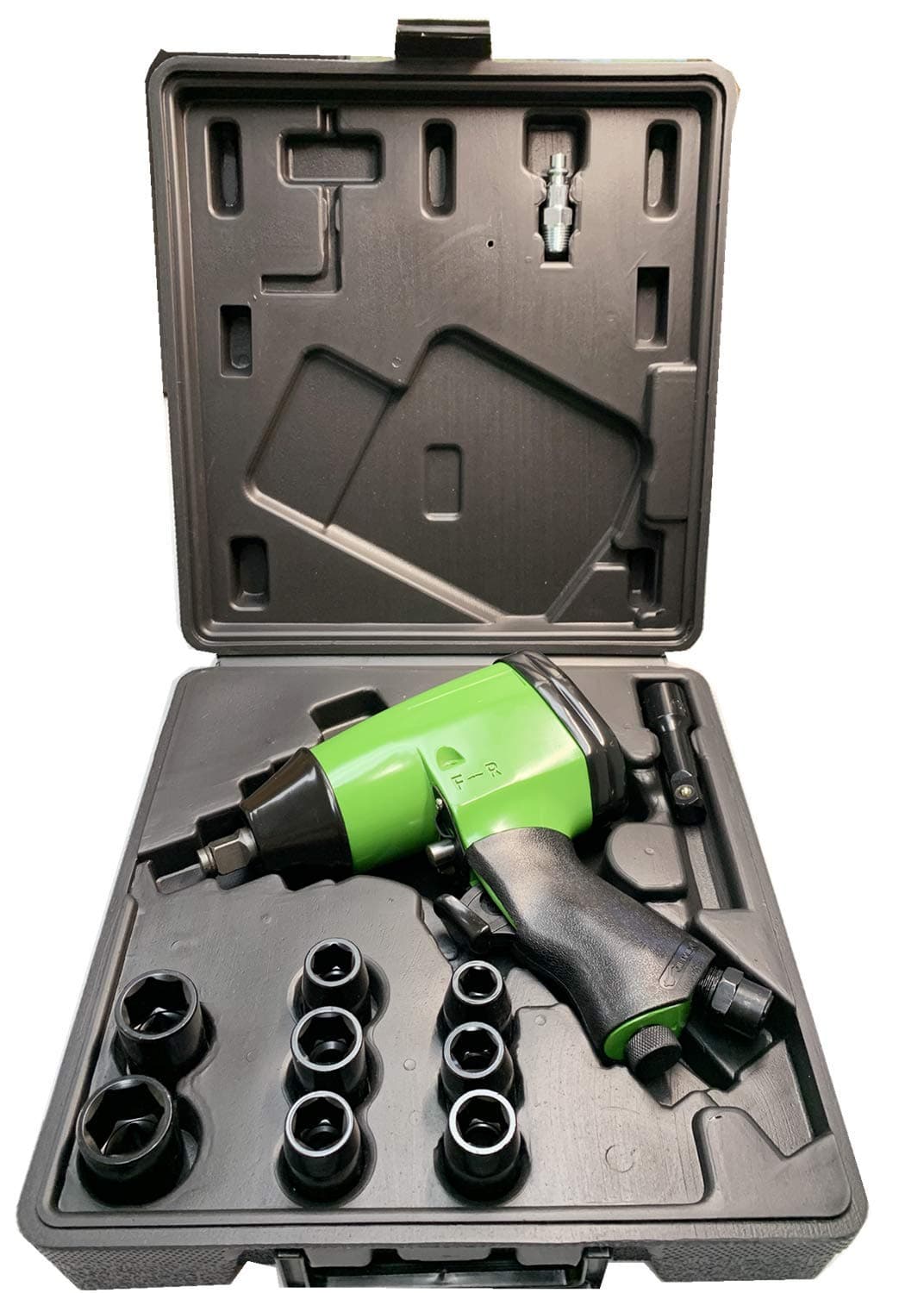 1/2" Air Impact Wrench KIT (4 position power settings), 240ft-lb. of torque, provides power to remove most lug nuts (Rocking dog mechanism), D312126K