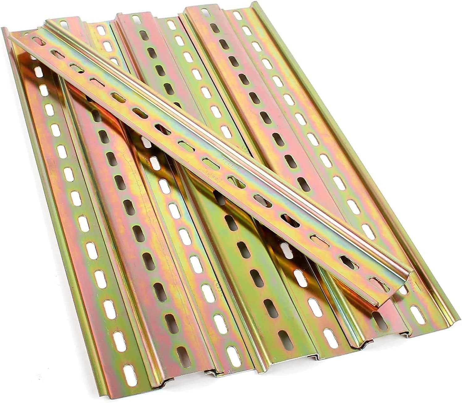 8 Piece Din Mounting Rails, 35mm Width Slotted Iron Rails for Terminal Blocks and Contactors (30cm Long)