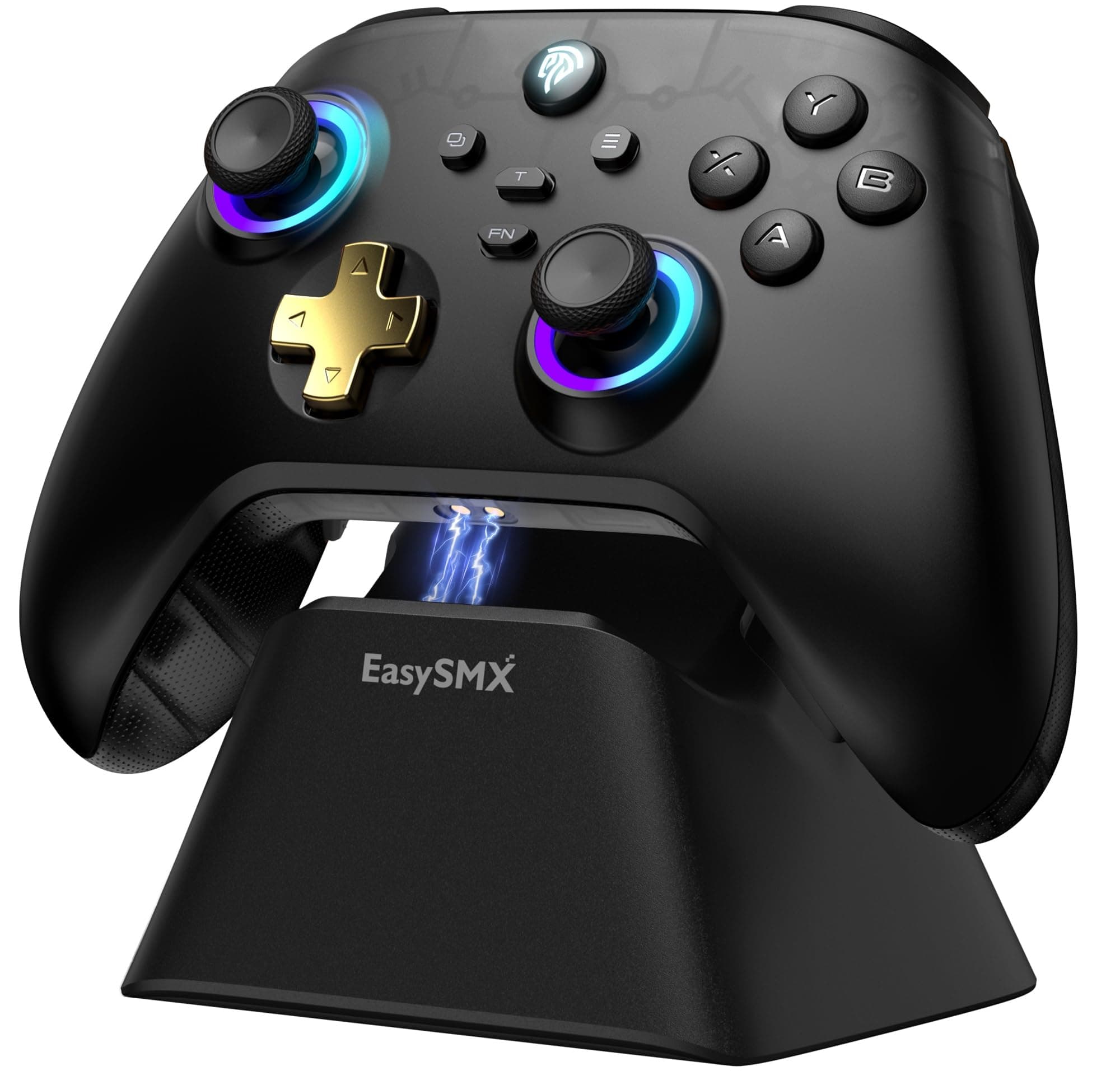 - EasySMX D05 PC Controller - Enhanced Wireless Bluetooth Pro Controller with Charging Dock/Hall Sensor/RGB Lighting - No Stick Drift, No Dead Zone - Work for Windows PC, Android, Steam and Switch