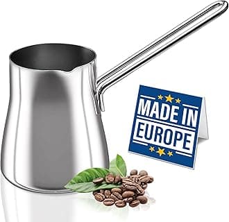 – Premium Turkish Coffee Pot 18/10 Stainless Steel 445ml Stove Top Tea Maker, Milk Warmer, Greek Arabic Coffee Pot, Cezve Briki for Cooking, Chocolate Heater, Butter Melting Cup