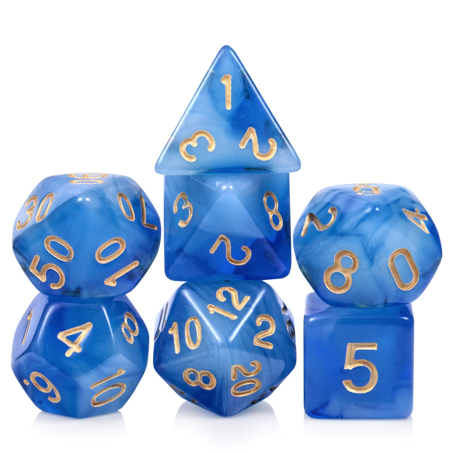 Nebula Blue DND Dice Set,7 Dies Polyhedral Game Dice with Free Pounch for Dungeons and Dragons Table Games Roll Playing Game Dice Collector