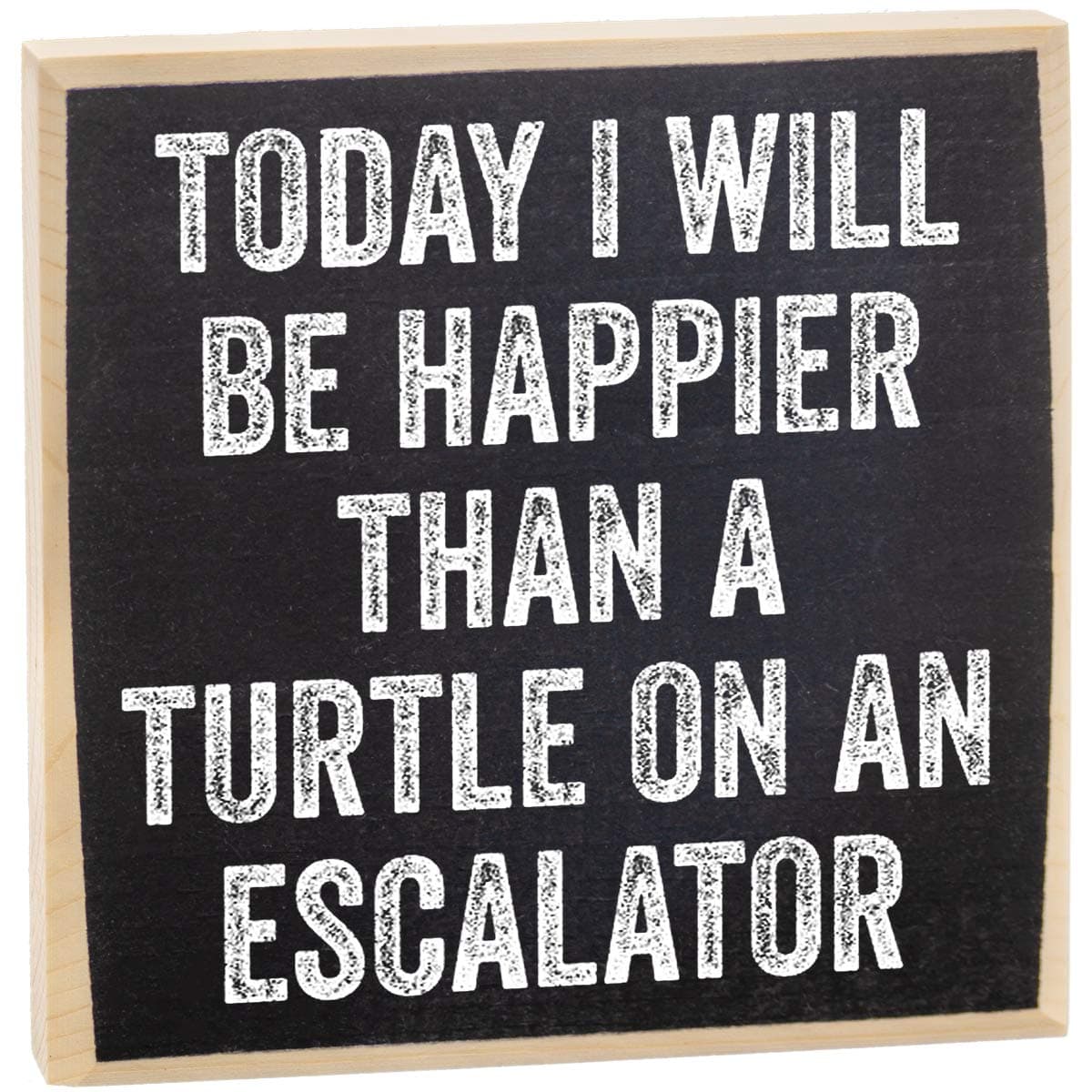 Today I Will Be Happier Than A Turtle - Inspirational Gift - Rustic Wooden Sign - Great Office Decoration, Cute Desk Decor, Encouragement Gift for Family and Friends