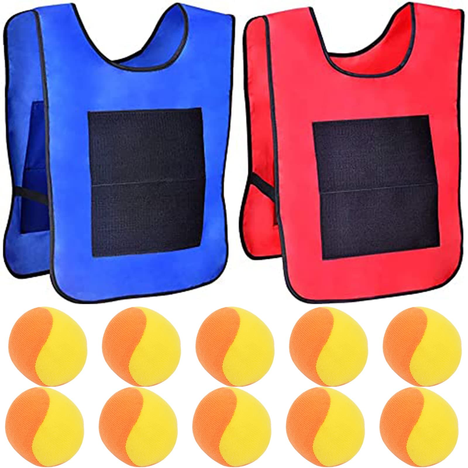 Excefore Dodgeball Game Set, 2 Sticky Target Vests with 10 Cotton Balls Throwing Target Game Parent-Child Interaction Playground Games Toy for Indoor Outdoor