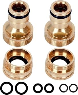 2Set Brass Universal Kitchen Tap Connector Converters 22mm Threaded Outside/Indoor Tap,Kitchen Sink Tap Adapter,Hot Water Tap Connector for Hosepipe,Kitchen Mixer Tap Hose Connector for Outdoor Garden