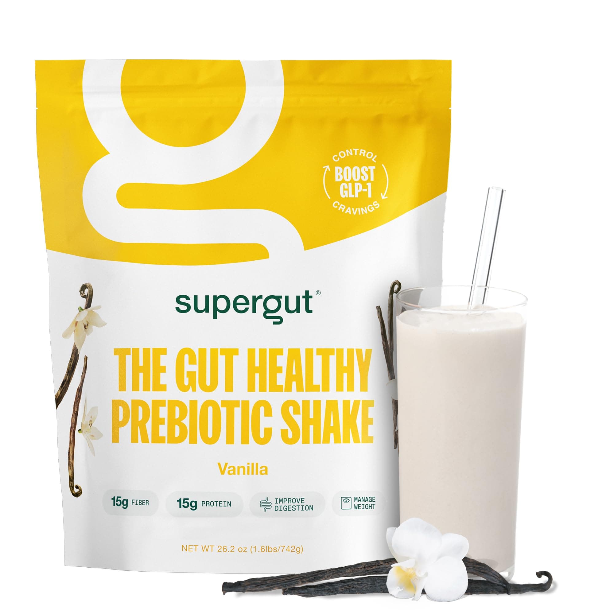 Prebiotic Shakes | Meal Replacement | Boost GLP-1 | High Protein and Fiber | No Added Sugar | Keto Food, Meal, Snack (Vanilla, 14 servings)