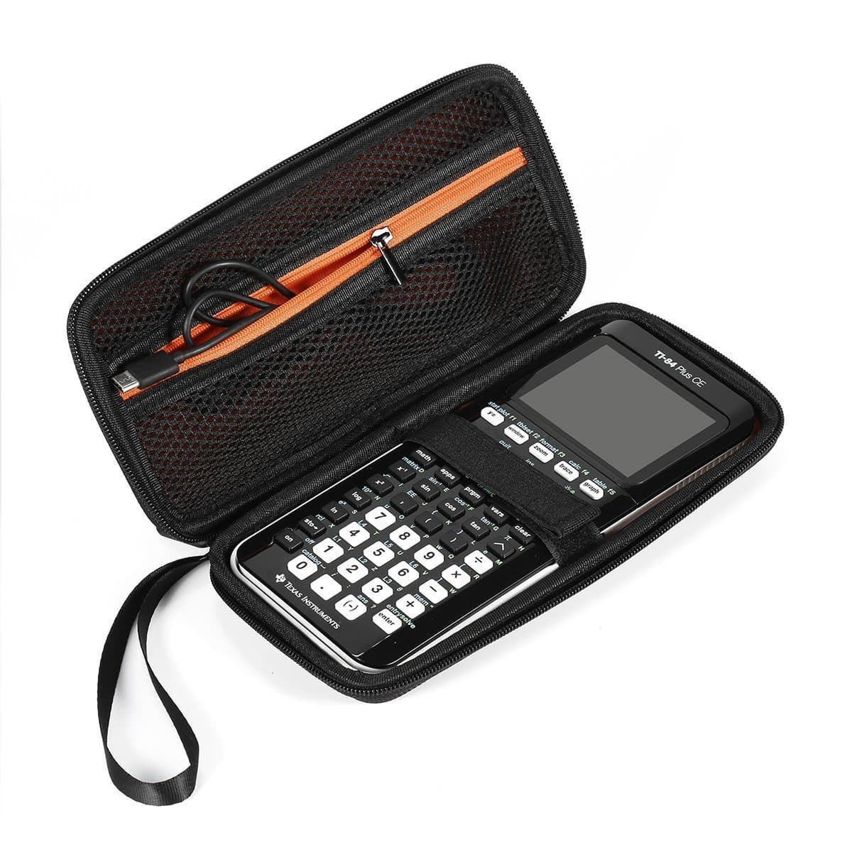 BOVKE Hard Carrying Case for Texas Instruments TI-84 Plus CE/TI-84 Plus/TI-83 Plus CE/TI-83 Plus/Casio fx-9750GIII Graphing Calculator, Extra Pocket for USB Cables, Manual, Pencil, Ruler, Black