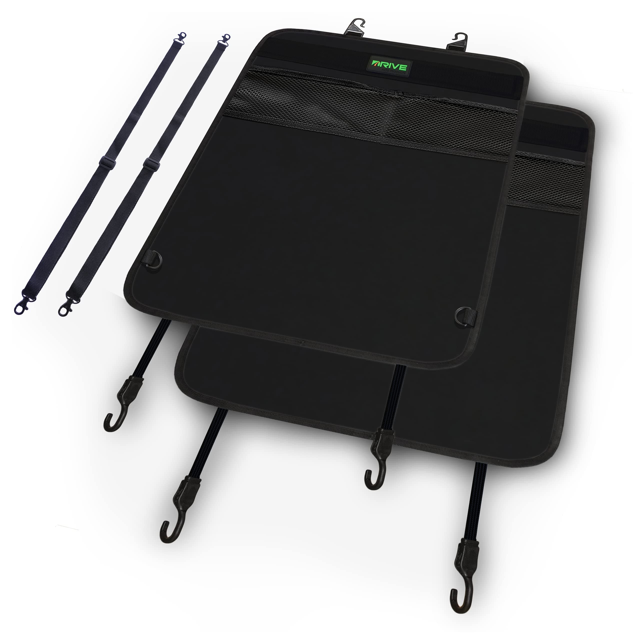 DRIVE AUTO PRODUCTS - 2 Pack Car Seat Back Protectors, Reversible Kick Mats - Black