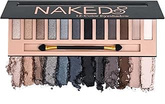 12 Colors Makeup Smoky Eyeshadow Palette Natural Nude Matte Shimmer Glitter Pigment Eye Shadow Pallete Set Black Eye Shadow Halloween Make Up for Women (Color E Smokey)