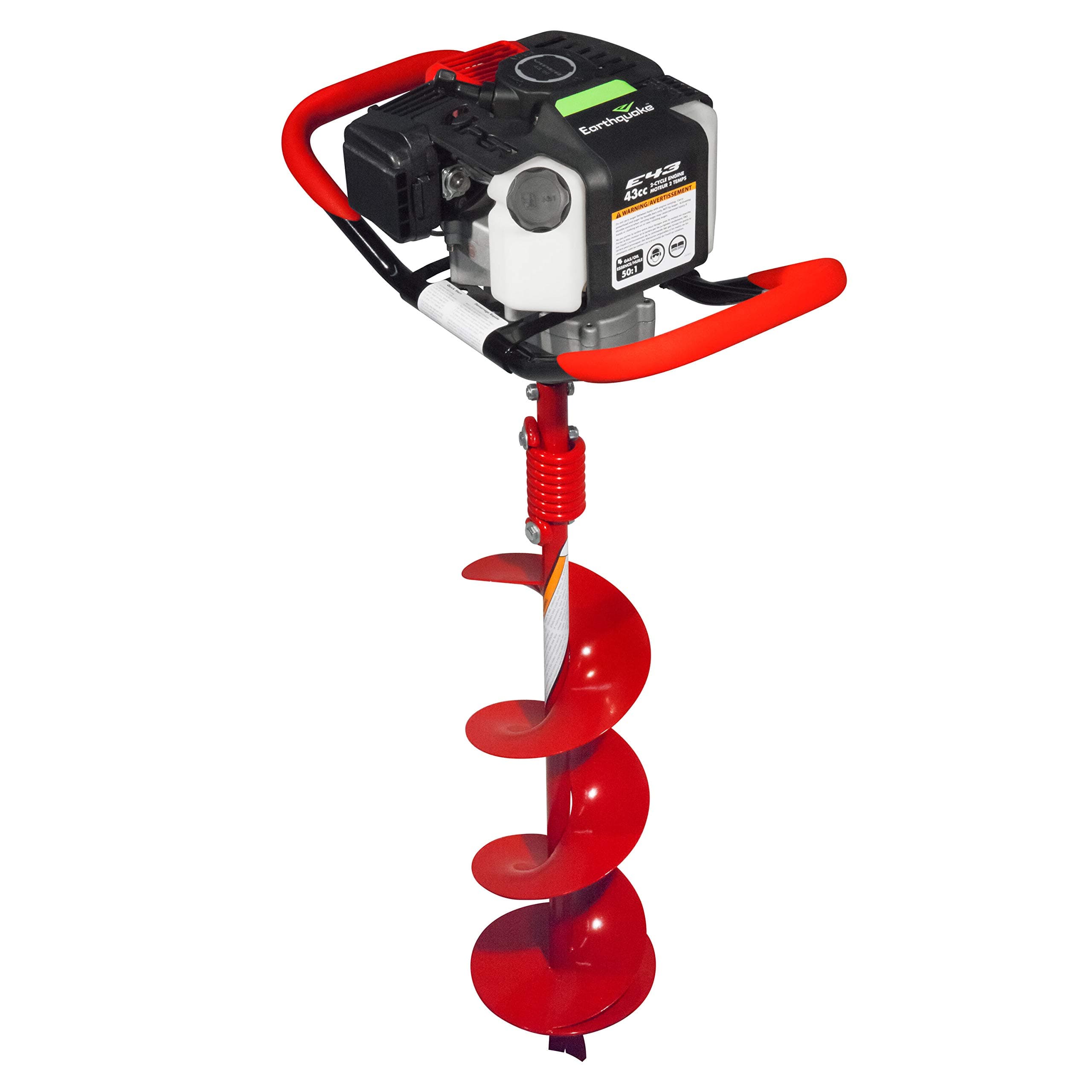 E43 1-Person Earth Auger Powerhead, 43cc 2-Cycle Viper Engine, 30:1 Transmission, 5 Year Limited Warranty, Red or Black Auger Bit