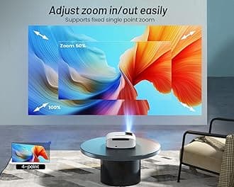 GooDee Portable 4K Projector With Audio, 15000L 600 ANSI, 5G WiFi Bluetooth, Full HD Native 1080P Mini, Compatible iOS/Android/Tablet/TV Stick/PPT