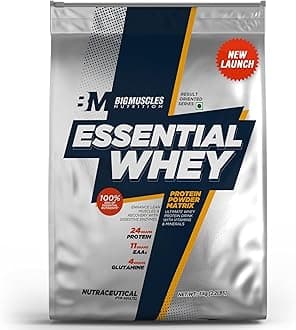 Bigmuscles Nutrition Essential Whey Protein 1Kg [Strawberry Milkshake] | 24g Protein per serving with Digestive Enzymes, Vitamin & Minerals,No Added Sugar|Strength, Faster Recovery & Muscle Building