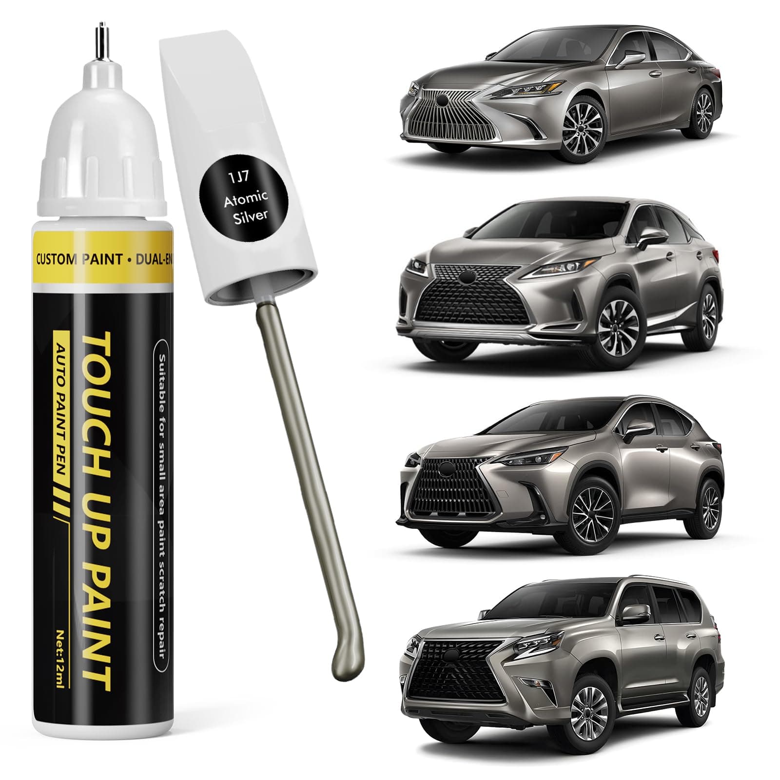 (Atomic Silver (1J7) Car Touch Up Paint for Lexus,Car Paint Scratch Repair Kit,2 in 1 Premium Scratch Remover Pen with Exact Color-Matched