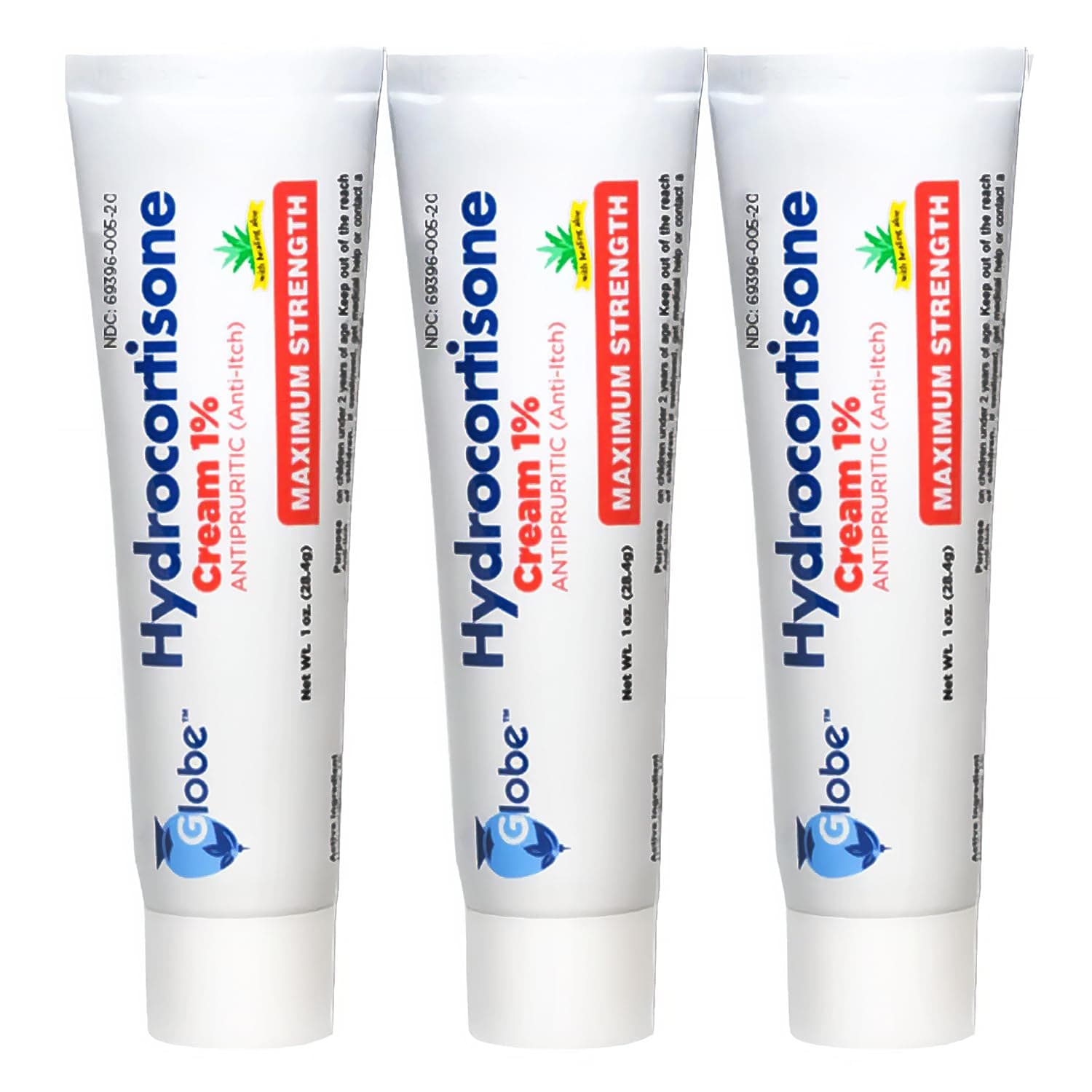 Hydrocortisone Maximum Strength Cream 1% with Aloe, 3 OZ (Compare to Cortizone-10) (3 x 1 OZ Tubes)