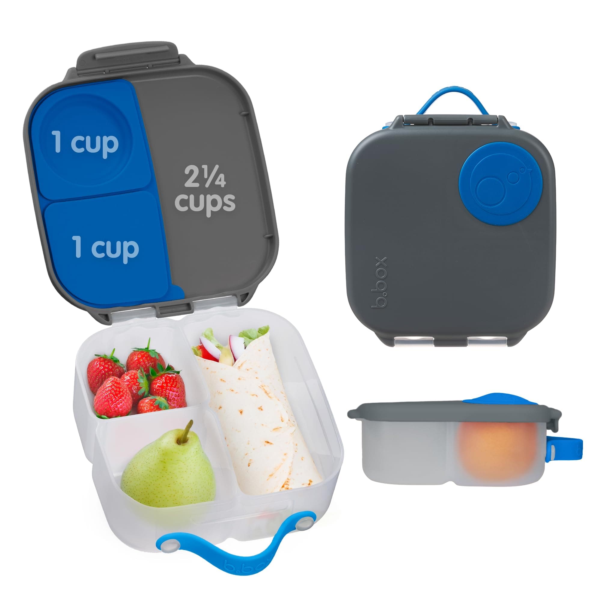 b.box Mini Lunchbox | Bento Box with 3 Compartments (2 Leakproof) | Ideal for Toddlers, Kids Lunch & Snacks | Fits Whole Piece of Fruit | BPA Free