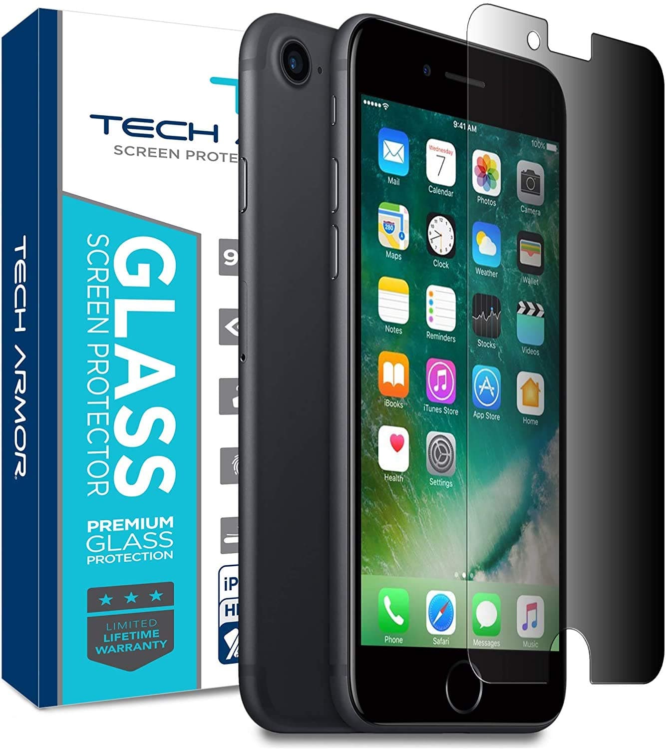 Tech Armor Privacy Ballistic Glass Screen Protector Designed for Apple iPhone 6 Plus, 6s Plus 5.5 Inch 1 Pack Tempered Glass