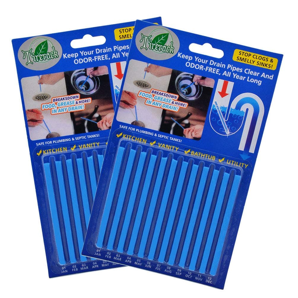 Drain Sticks Keep Pipes Clean and Sink Odor Free Deodorizer for Kitchen Shower Sewer (2blue, 24pc)