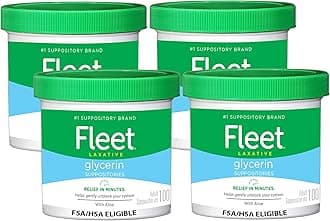 Fleet Laxative Glycerin Suppositories for Adult Constipation, 100 Count (Pack of 4)