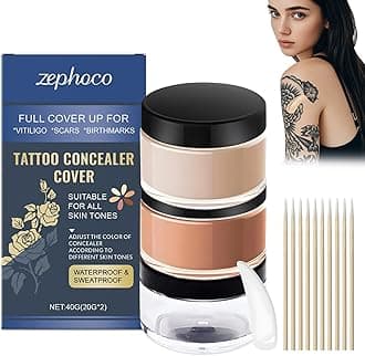 Tattoo Cover Up Makeup Waterproof - 2 Colors Adjustable Tatoo Cover Up Concealer for Tattoos, Long Lasting, Waterproof, Full Coverage, Natural Finish - Tattoo Concealer for All Skin Tones
