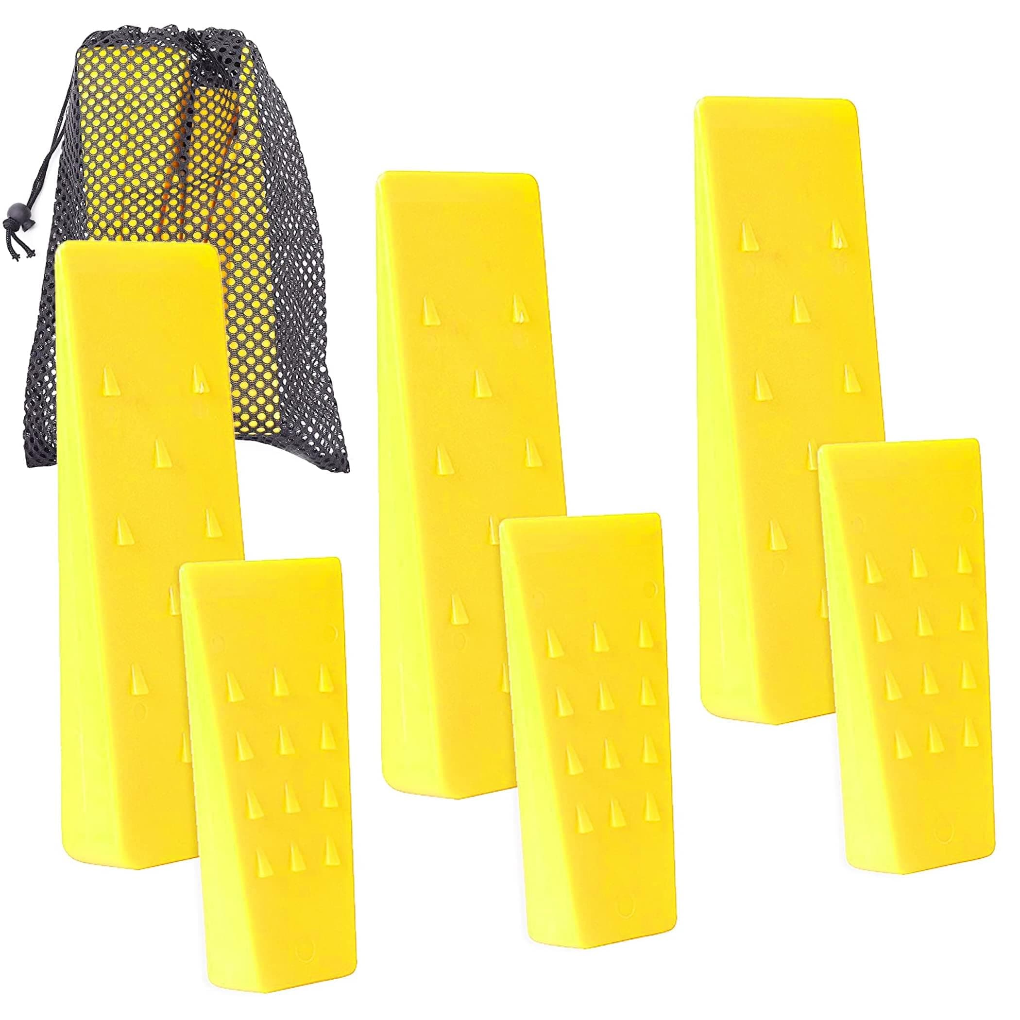 6 Pack Tree Felling Wedges with Spikes for Safe Tree Cutting ââ‚¬â€œ 3 Each of 8ââ‚¬Â and 5.5ââ‚¬Â Wedges with Storage Bag; 6 Felling Dogs to Guide Trees Stabilize and Safely to Ground for Loggers and Fallers