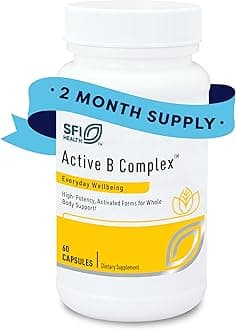 Klaire Labs SFI Health Active B Complex - Methylated Vitamin B Complex with Methyl Folate, B12, B6 and More - Support Healthy Energy, Brain, Liver & Nerve Function (60 Capsules)