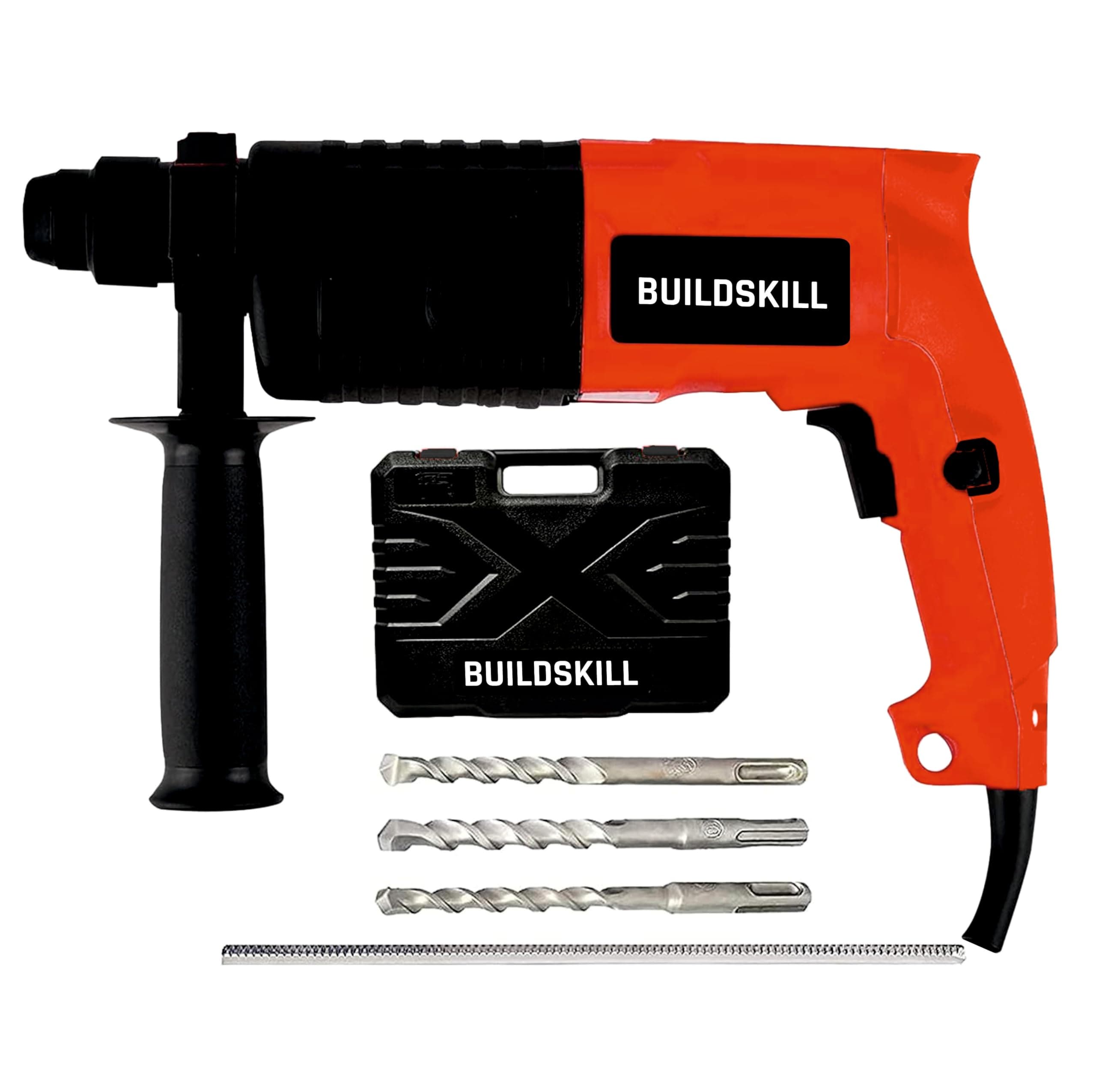 Buildskill 800W Hammer Drill Hammer Machine for Home Use with a Powerful Motor, 20mm SDS Bits, Rotating Handle, Carrying Box - Impact & Hammer Mode Drill for Masonry & Concrete