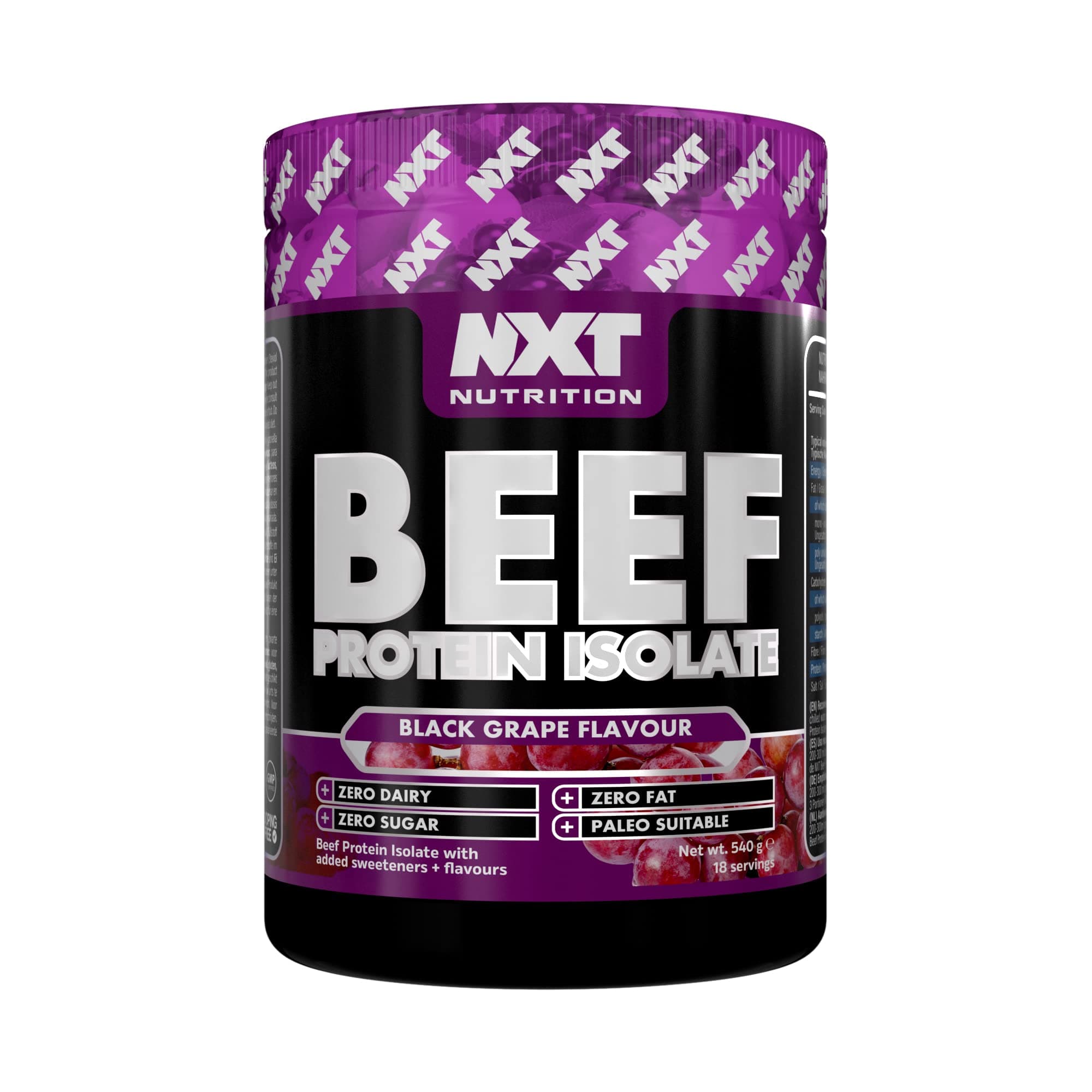 NXT Beef Protein Isolate Black Grape 540G 18 Servings