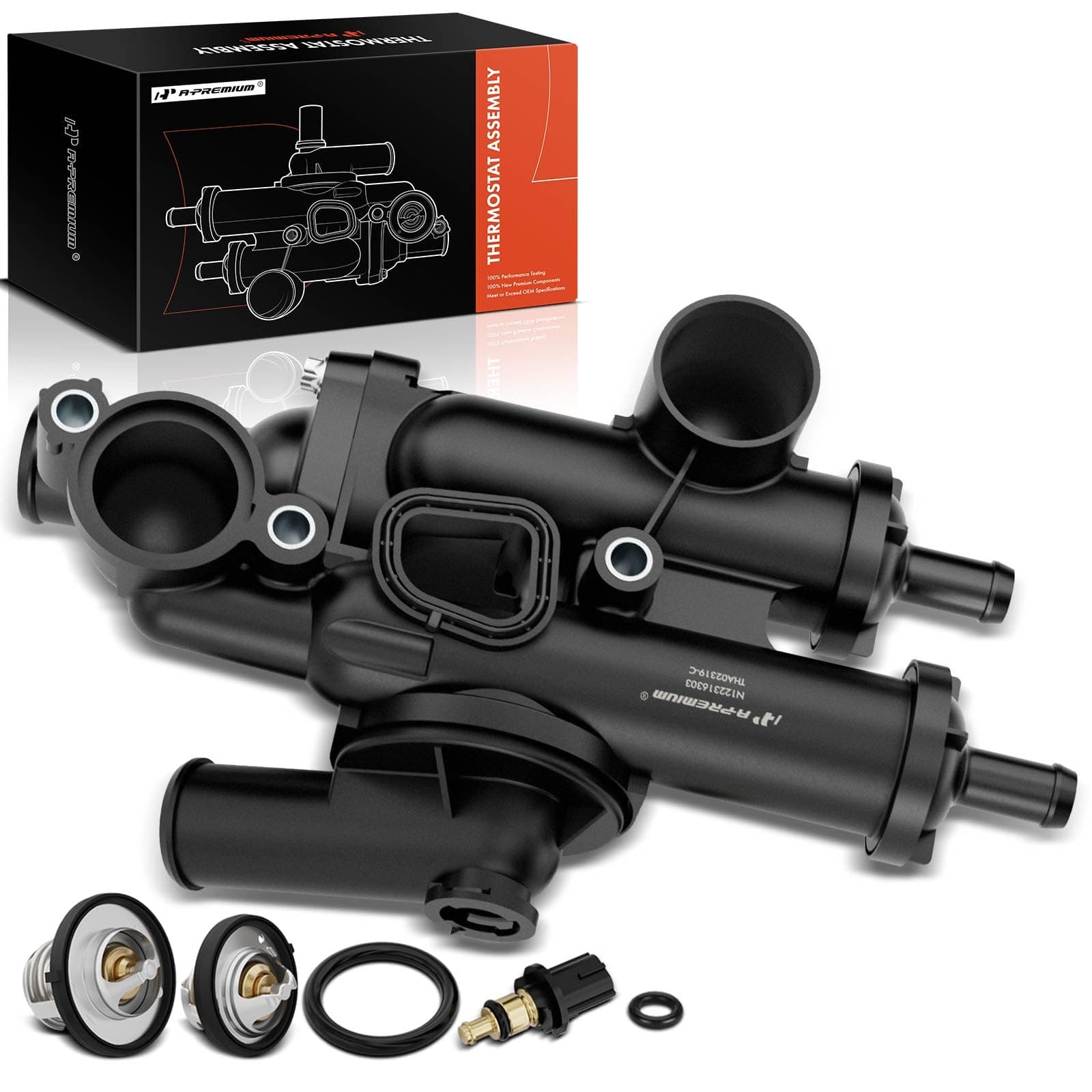 A-Premium Engine Coolant Thermostat and Housing Assembly W/Sensor & Seals Compatible with Dodge Avenger 08-14 Journey 09-20 & Chrysler 200 11-14 Sebring 07-10 - L4 2.4L, for# 4884571AB, 06508355AA