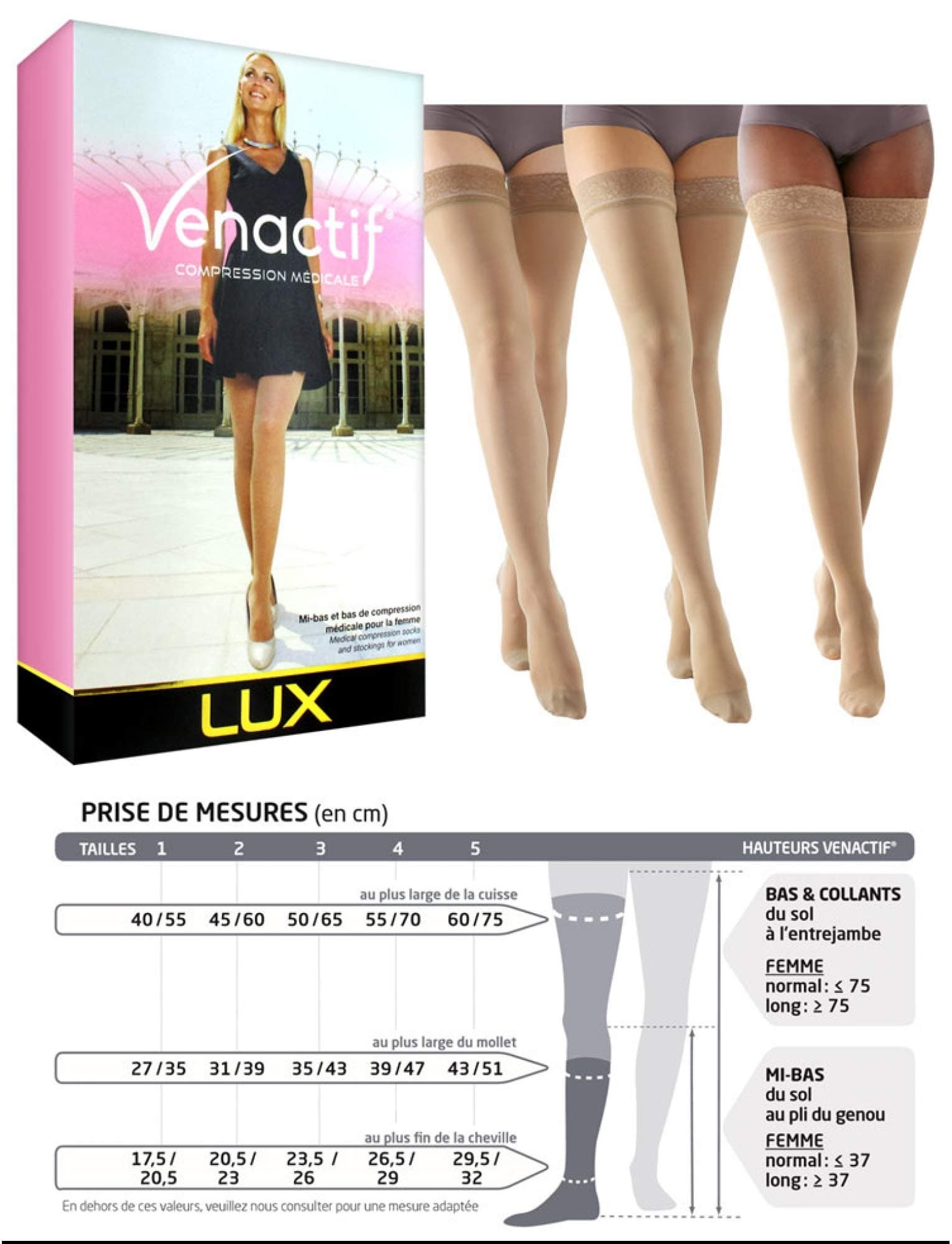 Gibaud Venactif Lux Contention Stocking Class 2 Amber - 5L