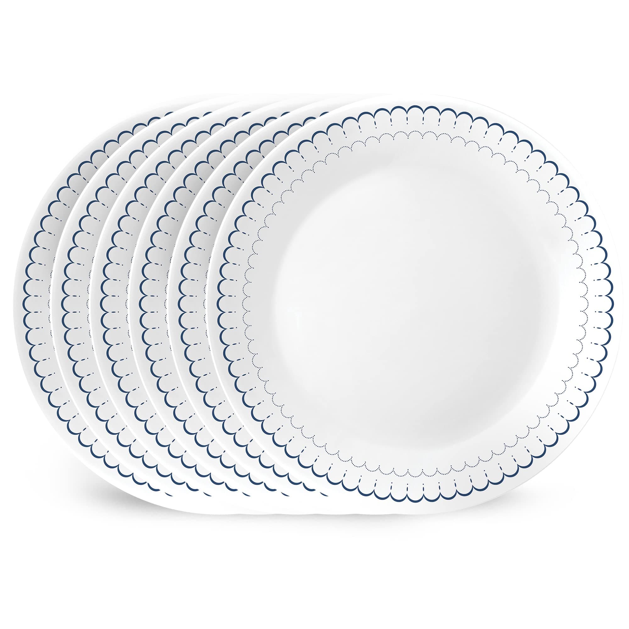 Corelle 6-Piece 10.25" Dinner Round Plates, Vitrelle Triple Layer Glass, Lightweight Round Plates, Large Round Plates, Chip and Scratch Resistant, Microwave and Dishwasher Safe, Caspian
