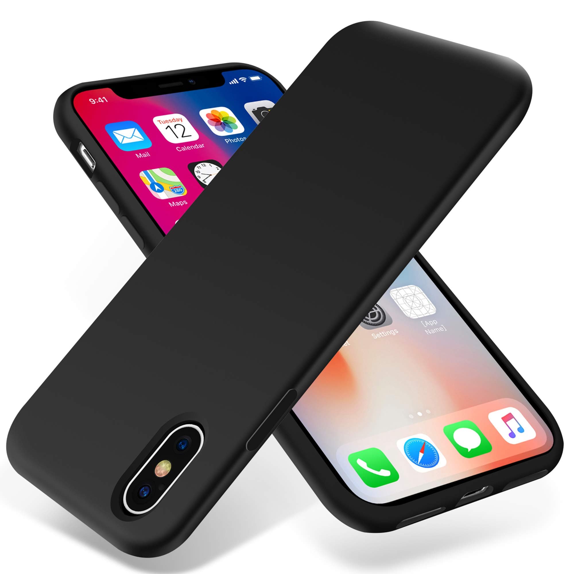 OTOFLY Compatible with iPhone Xs Max Case,Ultra Slim Fit iPhone Case Liquid Silicone Gel Cover with Full Body Protection Anti-Scratch Shockproof Case, [Upgraded Version] (Black)