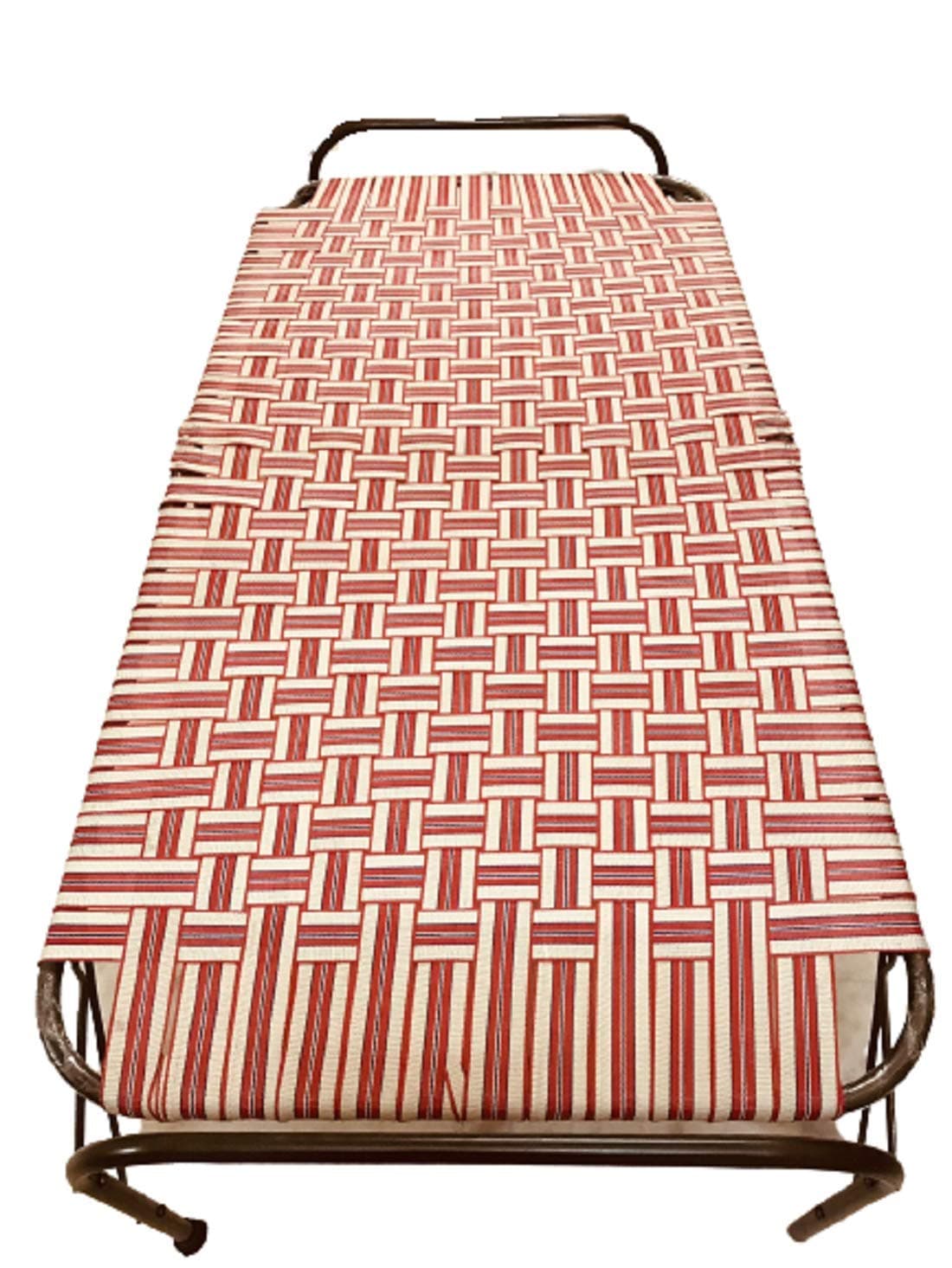 IMSmartMart Single Size Nylon Niwar Folding Bed Size (2.5ft x 6ft) Metal Frame Multicolor