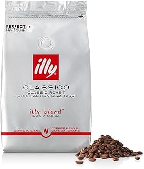 illy Classico Coffee Beans, 100% Arabica Blend, Medium Roast, Intensity 5/9, Smooth & Balanced with Caramel & Floral Notes, Suitable for Bean to Cup & Fresh Grinding, 500g Refill Pouch