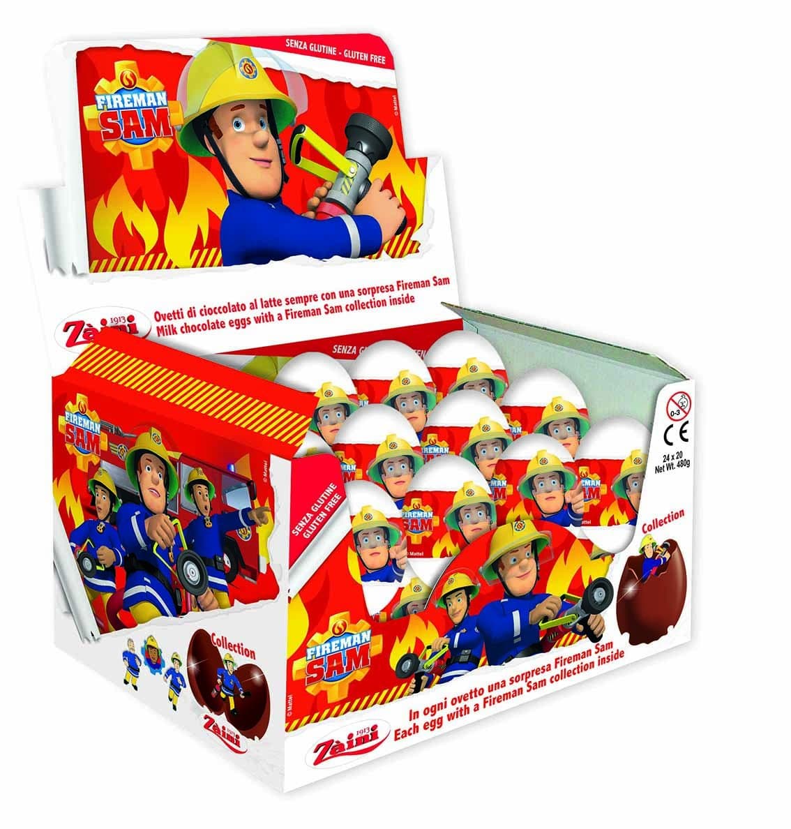 Fireman Sam surprise chocolate eggs 20g x 24 pieces by Zaini - ideal for easter hunt, party and church activities
