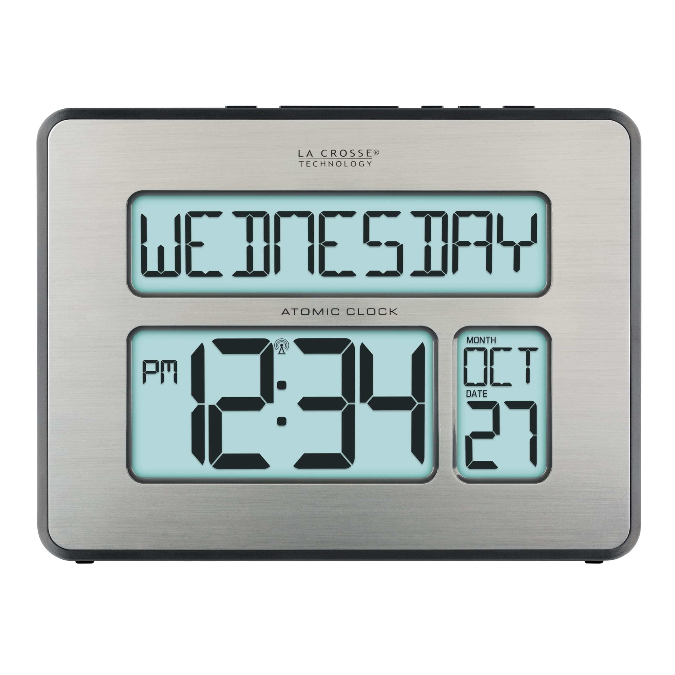 513-1419BLv4-INT Backlight Atomic Full Calendar Clock with Extra Large Digits