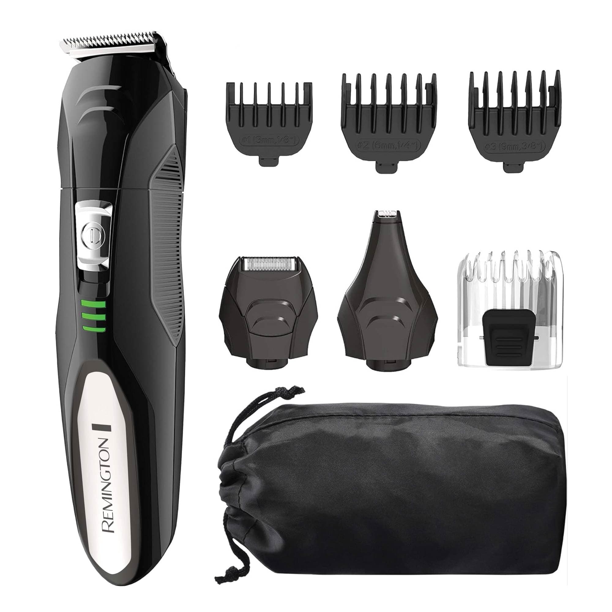 Remington All-in-One Grooming Kit, Lithium Powered, 8 Piece Set with Trimmer, Men's Shaver, Clippers, Beard and Stubble Combs, PG6025, Black