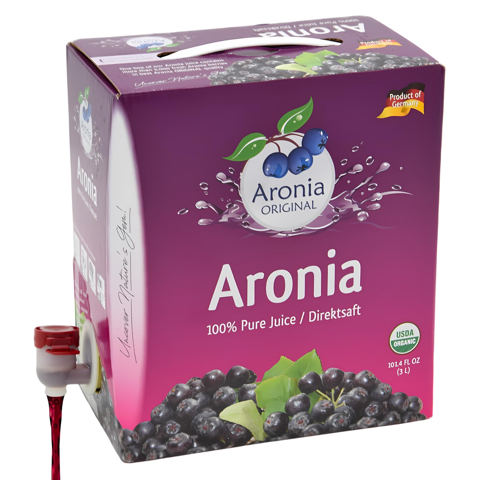 - Aronia Original Organic Aronia Berry Juice Box 101.4 Fl Oz - 100% Pure Chokeberry Juice, Not from Concentrate - No Additives, Vegan & Non-GMO