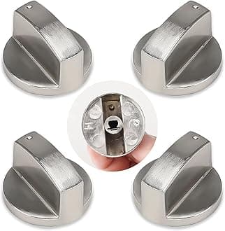 4 Pcs Gas Stove Knob - Round Stainless Steel Oven Knob, 6mm Shaft, Safe and Durable, Easy To Use for Gas Stove, Oven, Microwave