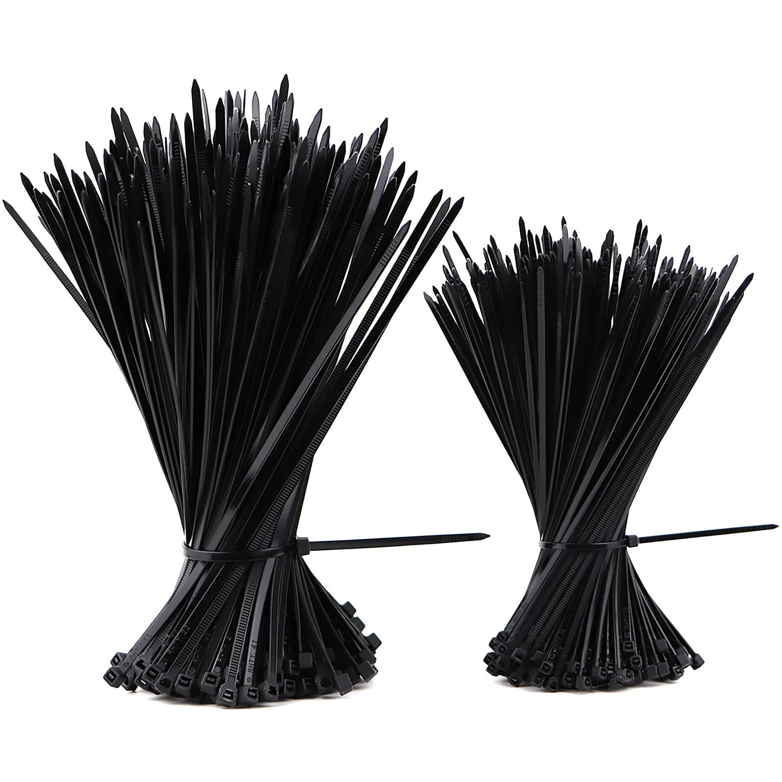 unp ECRAB Zip Ties Assorted Sizes 6 + 8 Inch 500 Pack, ECRAB Black Cable Ties Indoor and Outdoor Nylon Self-Locking Wire Ties