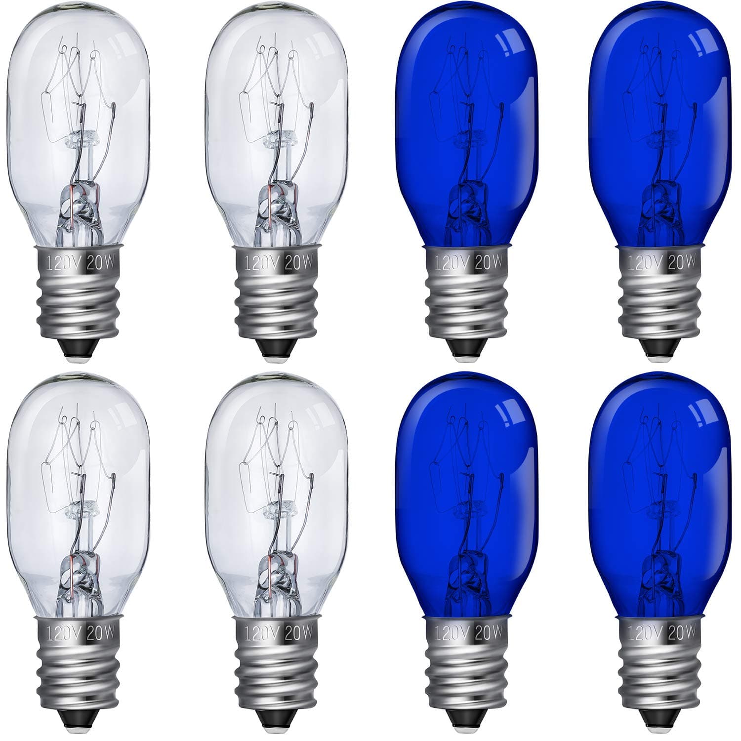 Mudder 8 Pieces Lighted Make Up Mirror Bulbs 20W Replacement Bulbs for Double Sided Illuminated Mirror (Blue, Clear)