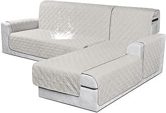VANSOFY Sectional Couch Covers 100% Waterproof L Shaped Sofa Slipcover 3pcs Reversible Chaise Lounge Cover for Sectional Sofa Furniture Protector Cover for Pets Dog Cat(Small, Beige)