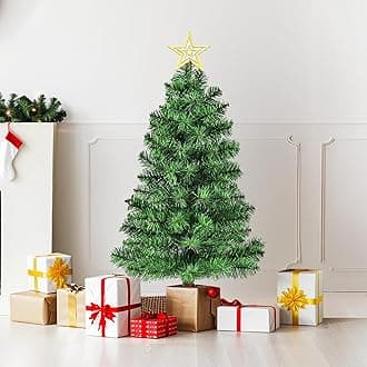 DUUDO Tabletop Premium Artificial 3Ft Small Mini Christmas Tree for Home, Office, Indoor and Outdoor Decor,Holiday Decoration,Easy Assembly Metal Hinges & Foldable Base.Green Tree