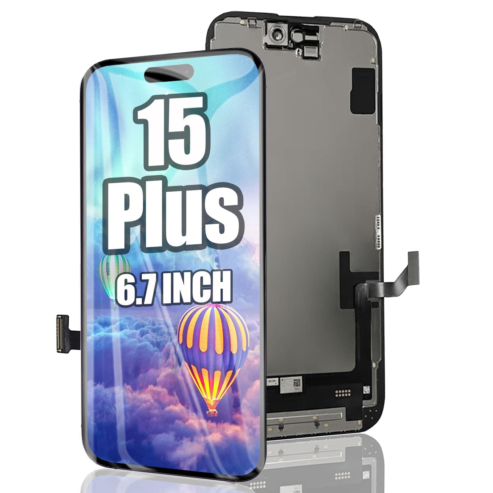 for iPhone 15 Plus Screen Replacement 6.7 Inch LCD 3D Touch Display Full HD Digitizer Frame Assembly Compatible with Model A2847, A3093, A3094, A3096 with Waterproof Adhesive (No Tools)