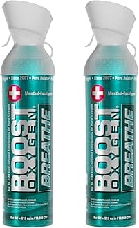Boost Oxygen Large Breathe Menthol-Eucalyptus Aroma 10L Canister | Respiratory Support for Aerobic Recovery, Altitude, Performance & Health (2 Pack)