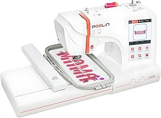 PooLin EOC05 Embroidery Machine 4"x9.25" Area Single Needle Embroidery Machine with 7 in Large Touchscreen, WiFi Design Transfer, Ideal for Home DIY & Personalized Gifts, Includes 1-on-1 Training
