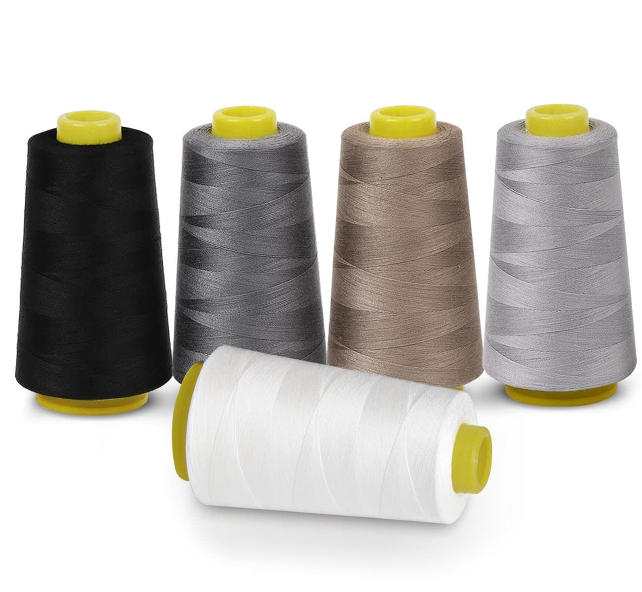 Sewing Thread 100% Polyester Spools 5 Colours 3000 Yard Spools Overlock Cone for Serger Sewing Machine